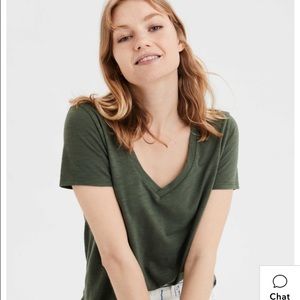 American Eagle Olive Favorite V-Neck